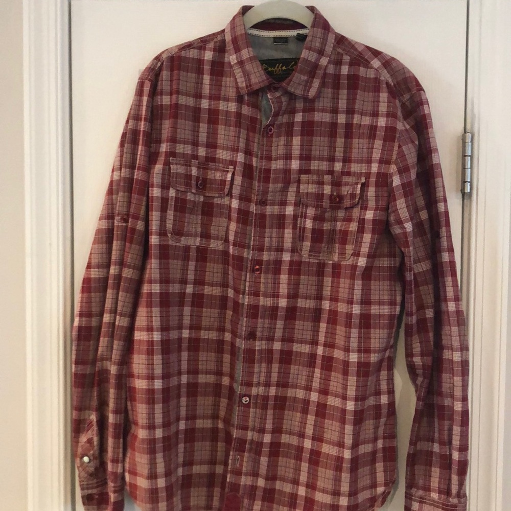 Men’s Red Plaid Buffalo Long Sleeve Button Down